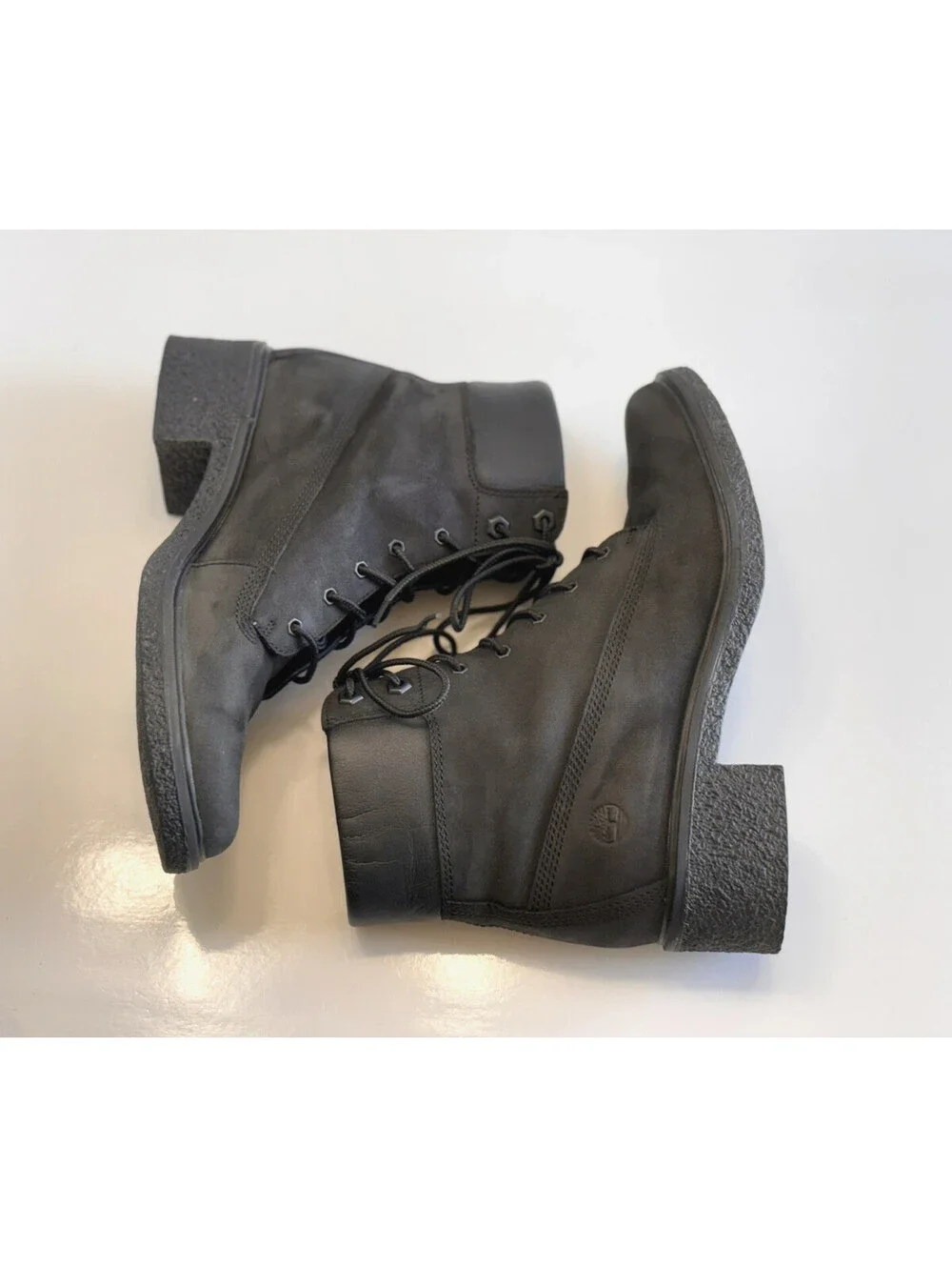 Timberland Brinda Ortholite Boots Women Black Nubuck Lace Up Heel Shoes Size 7.5